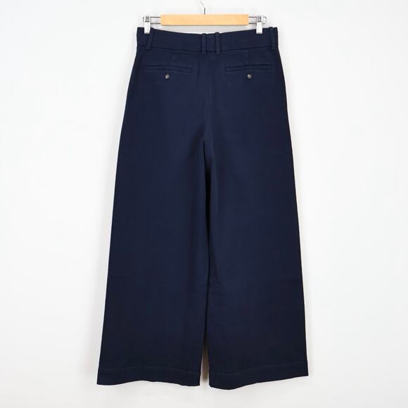 NWOT Everlane The Organic Cotton Wide Leg Twill Trouser Pant In Navy Blue Size 6 - Picture 2 of 7